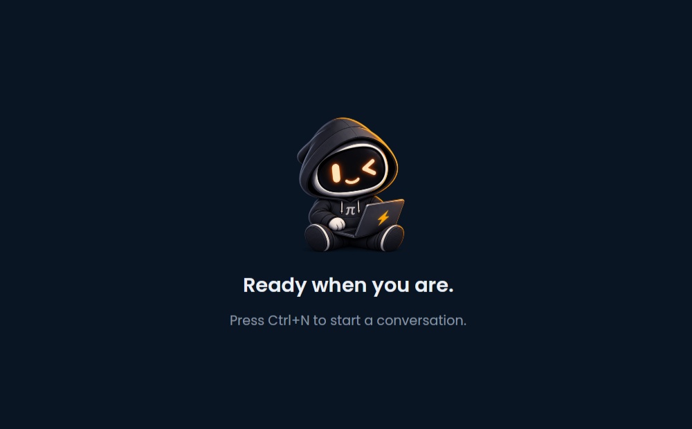 Pipkin's simulated demo welcome screen with its mascot and the message Ready when you are
